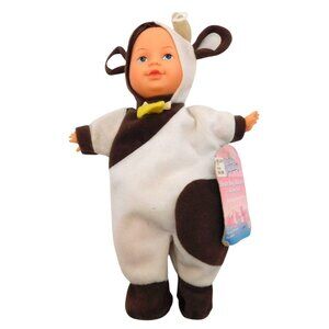 Unimax Precious Playmates Bean Bag Baby Cow Suit Plush Doll w/ Tag Vintage 1999